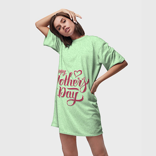 Женская длинная футболка Happy Mothers Day - надпись / 3D-принт – фото 3