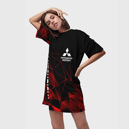 Женская длинная футболка Mitsubishi line style / 3D-принт – фото 3