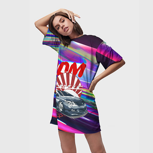 Женская длинная футболка Honda Civic - JDM style / 3D-принт – фото 3