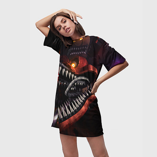 Женская длинная футболка Кошмарный Фокси / 3D-принт – фото 3