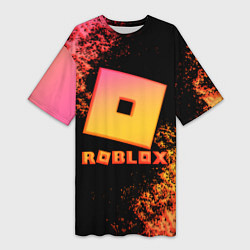 Футболка женская длинная Roblox logo gradient, цвет: 3D-принт