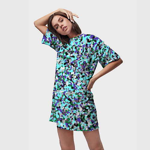 Женская длинная футболка Абстрактные разноцветные пятна / 3D-принт – фото 3