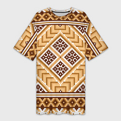 Женская длинная футболка Индейский пиксельный орнамент