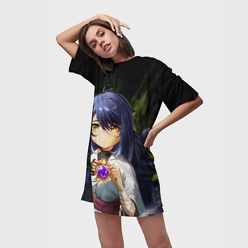 Женская длинная футболка Кудзё Сара Genshin Impact / 3D-принт – фото 3