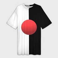 Футболка женская длинная Красный шар на черно-белом фоне с объемным эффекто, цвет: 3D-принт