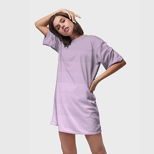Женская длинная футболка Монохромный полосатый розовато-сиреневый / 3D-принт – фото 3