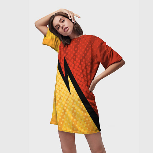 Женская длинная футболка Желтая красная молния / 3D-принт – фото 3