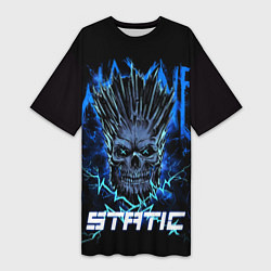 Футболка женская длинная X Static - Wayne Static skull, цвет: 3D-принт