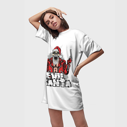 Женская длинная футболка Злой Санта / 3D-принт – фото 3