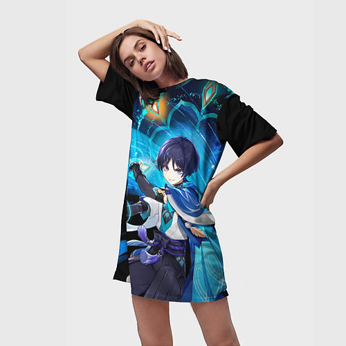 Женская длинная футболка Странник: Genshin impact / 3D-принт – фото 3