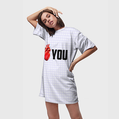 Женская длинная футболка I love you - сердце / 3D-принт – фото 3