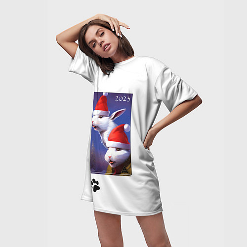 Женская длинная футболка Зайки BRO / 3D-принт – фото 3