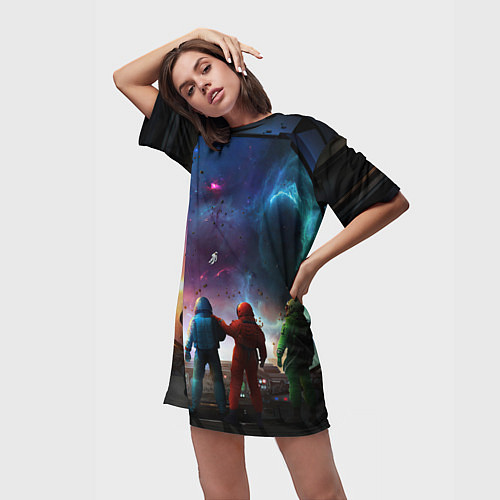 Женская длинная футболка Амонг ас / 3D-принт – фото 3