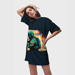 Футболка женская длинная Counter Strike street art, цвет: 3D-принт — фото 2