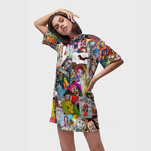 Женская длинная футболка Art Trash / 3D-принт – фото 3