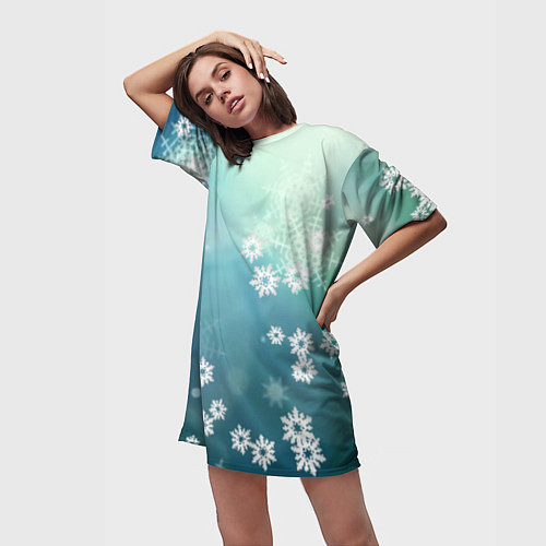 Женская длинная футболка Снежный ветерок / 3D-принт – фото 3