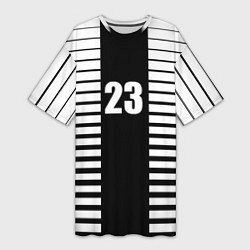 Футболка женская длинная Черно белый полосатый фон, цвет: 3D-принт