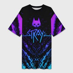 Футболка женская длинная Stray neon paint splashes, цвет: 3D-принт