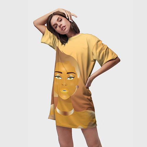 Женская длинная футболка Golden girl / 3D-принт – фото 3