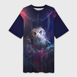 Футболка женская длинная Мистическая сова, цвет: 3D-принт