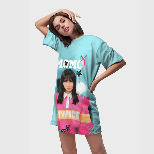 Женская длинная футболка K - pop Momo / 3D-принт – фото 3