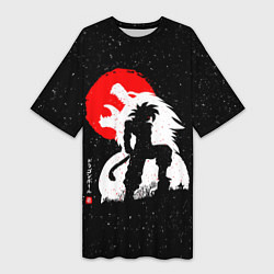 Футболка женская длинная Dragon Ball красная луна и Гоку, цвет: 3D-принт