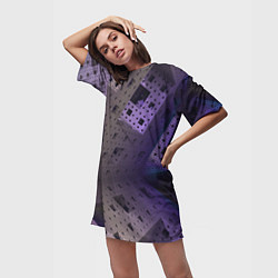 Футболка женская длинная Абстрактный фиолетовый геометрический лабиринтовый, цвет: 3D-принт — фото 2
