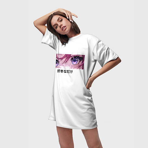 Женская длинная футболка Яркие глаза / 3D-принт – фото 3