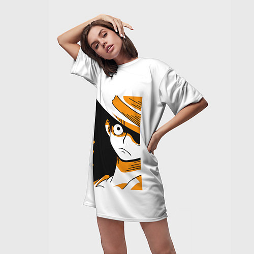 Женская длинная футболка Мугивара Луффи / 3D-принт – фото 3