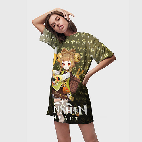 Женская длинная футболка Яо Яо элементали / 3D-принт – фото 3