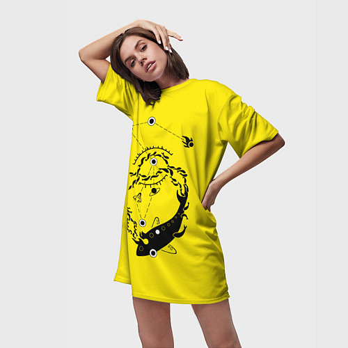 Женская длинная футболка ДНК вселенной в большой рыбе / 3D-принт – фото 3