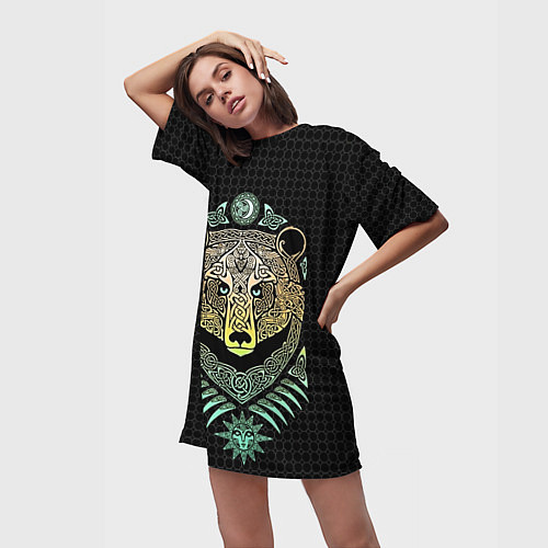 Женская длинная футболка Языческий бог Велес / 3D-принт – фото 3