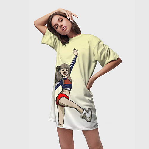 Женская длинная футболка Танец Лалисы / 3D-принт – фото 3