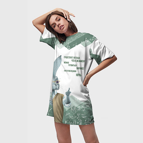 Женская длинная футболка Легенда про экзамен / 3D-принт – фото 3