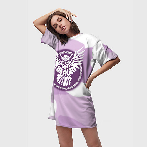 Женская длинная футболка Сова в камуфляже / 3D-принт – фото 3
