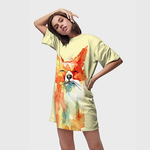 Женская длинная футболка Живописная лисица / 3D-принт – фото 3