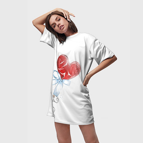 Женская длинная футболка Леденец сердечко / 3D-принт – фото 3