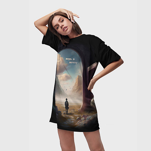 Женская длинная футболка Верь в мечту / 3D-принт – фото 3