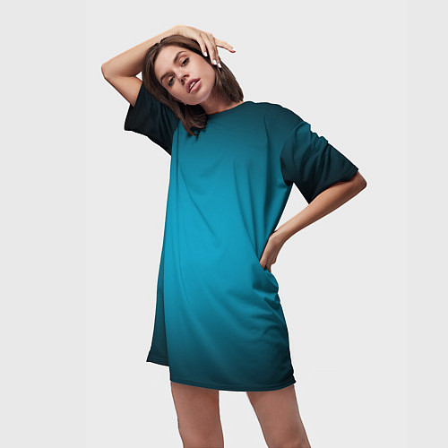 Женская длинная футболка Изумрудный градиент / 3D-принт – фото 3