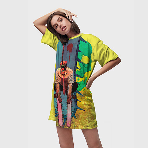 Женская длинная футболка Тацуки Фудзимота / 3D-принт – фото 3