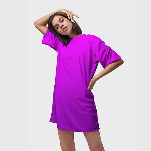 Женская длинная футболка Ярко-фиолетовый градиент / 3D-принт – фото 3