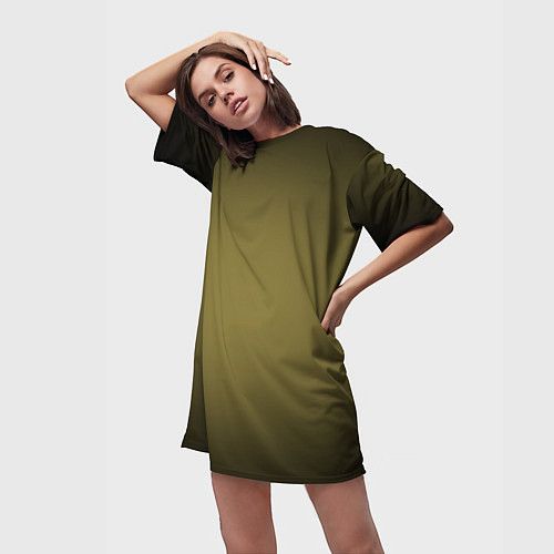 Женская длинная футболка Градиент хаки / 3D-принт – фото 3
