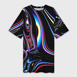 Женская длинная футболка Черный глянец