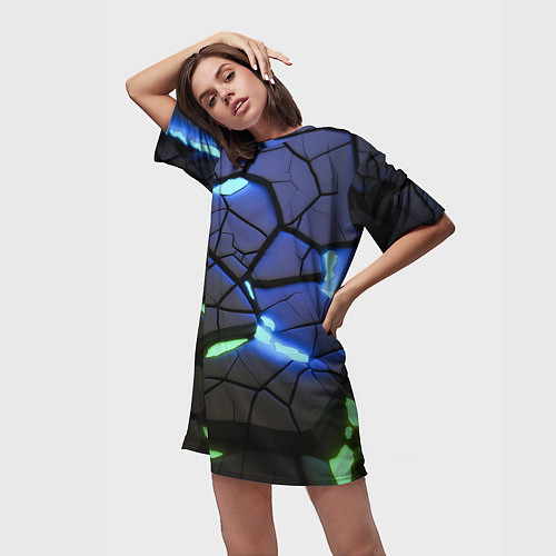 Женская длинная футболка Светящаяся лава / 3D-принт – фото 3