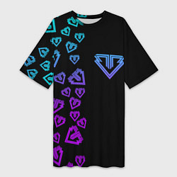 Футболка женская длинная Big bang half neon pattern, цвет: 3D-принт
