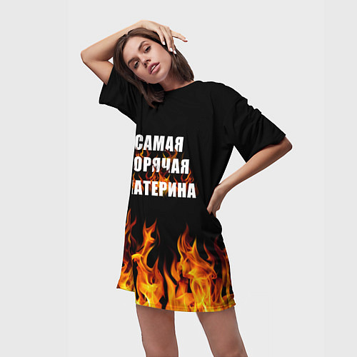 Женская длинная футболка Самая горячая Екатерина / 3D-принт – фото 3