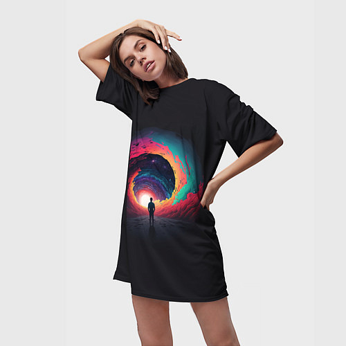 Женская длинная футболка На пути к новым мирам / 3D-принт – фото 3