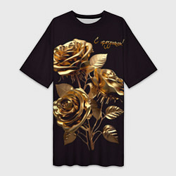 Женская длинная футболка Золотые розы