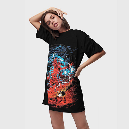 Женская длинная футболка Перун бог громовержец / 3D-принт – фото 3