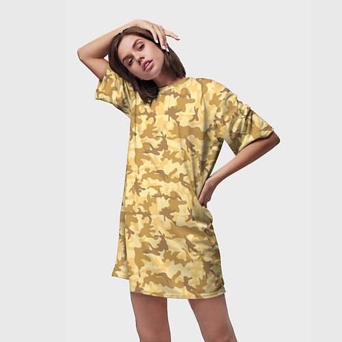 Женская длинная футболка Пустынный камуфляж / 3D-принт – фото 3